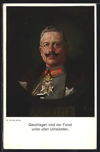 Künstler-AK Kaiser Wilhelm II., rundes Portrait in Uniform