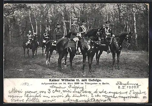 AK Kaiser Wilhelm II. mit Gefolge im Berliner Thiergarten