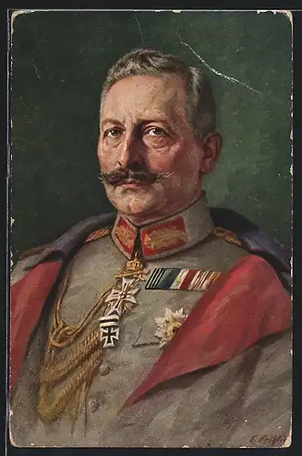 Künstler-AK Kaiser Wilhelm II. in seiner Uniform