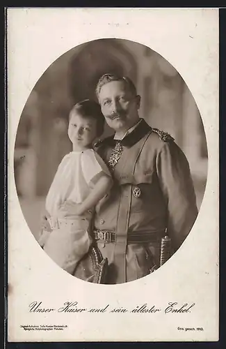 AK Kaiser Wilhelm II. und sein ältester Sohn