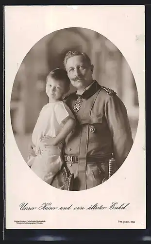 AK Kaiser Wilhelm II. und sein ältester Sohn