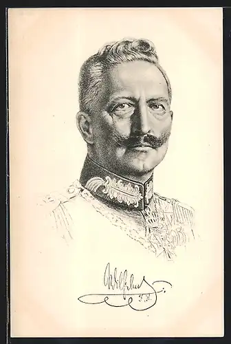 Künstler-AK Kaiser Wilhelm II. in Uniform