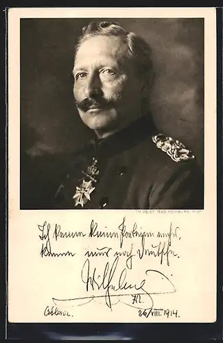 Künstler-AK Portrait von Kaiser Wilhelm II. im fortgeschrittenen Alter