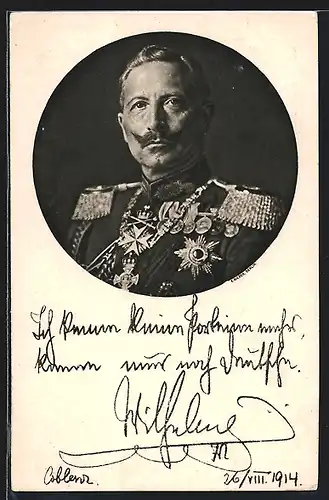 AK Kaiser Wilhelm II., Portrait und Zitat