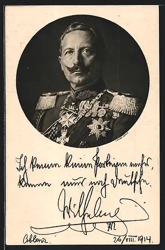 AK Kaiser Wilhelm II., Portrait und Zitat
