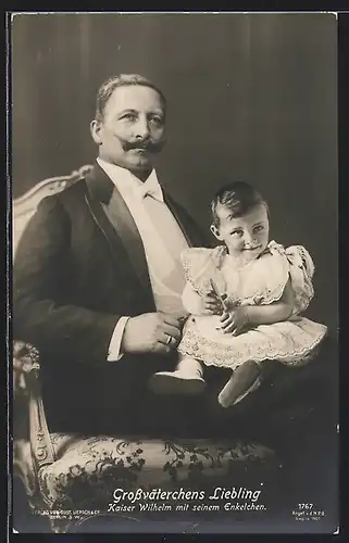 AK Kaiser Wilhelm II. mit seinem Enkelchen im Portrait