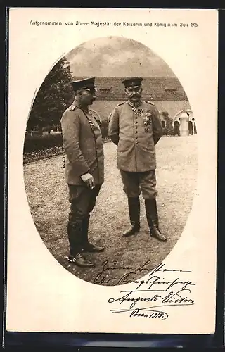AK Kaiser Wilhelm II. berät sich mit Generalfeldmarschall Paul von Hindenburg