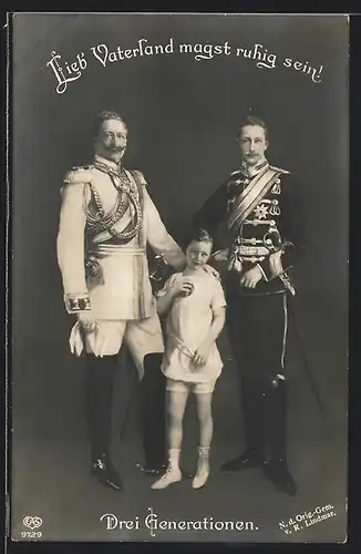 AK Kaiser Wilhelm II. mit seinen Nachkommen, Drei Generationen