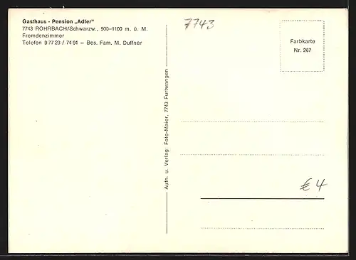 AK Rohrbach /Schwarzwald, Gasthaus-Pension Adler