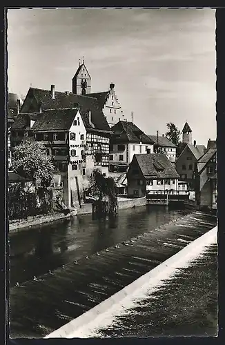 AK Riedlingen, Partie an der Donau mit Blick auf die Altstadt