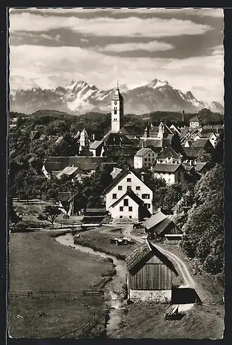 AK Wangen im Allgäu, Ortsansicht mit Altmann und Säntis