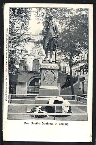 AK Leipzig, Partie am Goethe-Denkmal