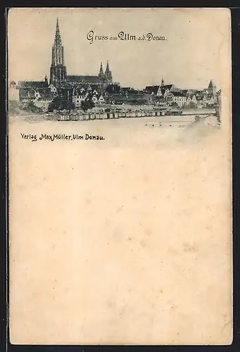 AK Ulm a. d. Donau, Stadtansicht mit Dom
