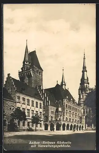 AK Aachen, Rathaus Rückseite mit Verwaltungsgebäude