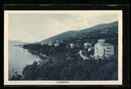 AK Laurana, Ortsansicht mit Hotel