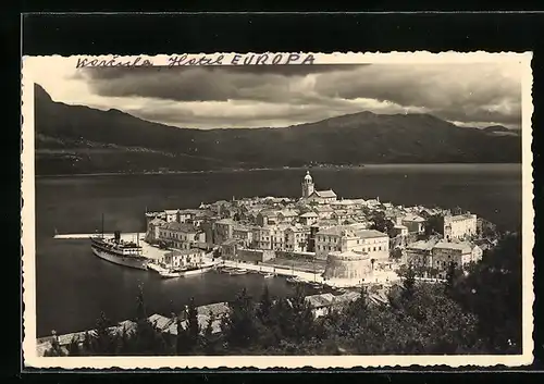 AK Korcula, Ortsansicht mit Hafen