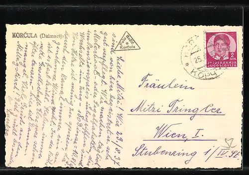 AK Korcula, Ortsansicht mit Hafen