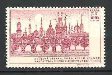 Reklamemarke Praga, Exposition Mondiale des Timbres-Poste 1968, Stadtansicht