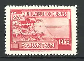 Reklamemarke Paignton, 23. Philatelic Congress 1936, Luftbild der Stadt