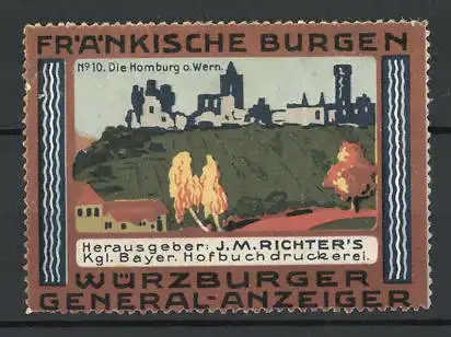 Reklamemarke Würzburger General-Anzeiger J. M. Richter, Homburg o. Wern.