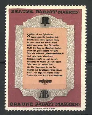 Reklamemarke Braune Rabatt-Marken von AB