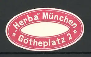 Reklamemarke Herba München, Götheplatz 2