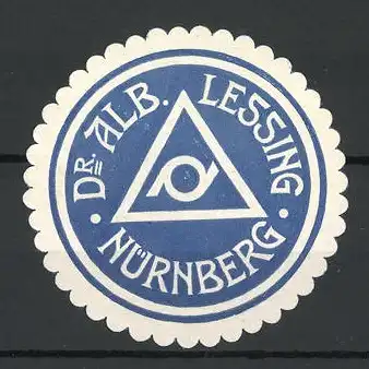 Präge-Reklamemarke Dr. Alb. Lessing, München, Firmenlogo