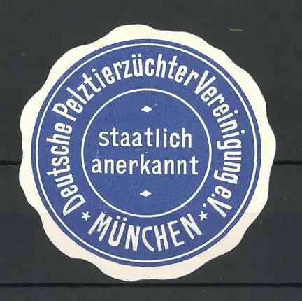 Reklamemarke Deutsche Pelztierzüchter Vereinigung e.V., München