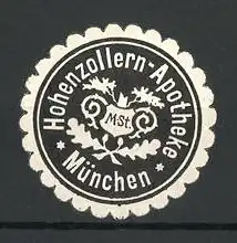 Präge-Reklamemarke Hohenzollern-Apotheke München, Firmenlogo