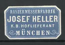 Reklamemarke Rasiermesserfabrik Josef Heller, München