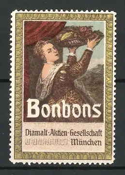 Reklamemarke Bonbons der Diamalt AG, München, Frau mit Schale