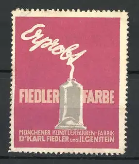 Reklamemarke Fiedler Farbe, Dr. Karl Fiedler & Ilgenstein, Farbtube