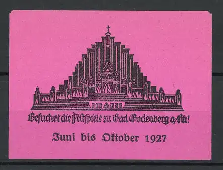 Reklamemarke Bad Godesberg, Besuchet die Festspiele 1927, Festspielhalle