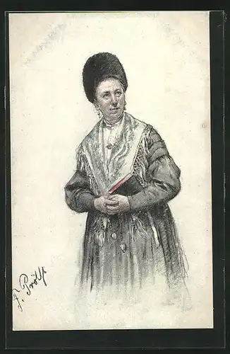 Künstler-AK Prölss, Dame mit Hut