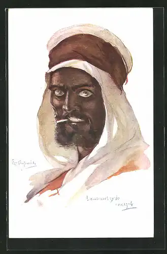 Künstler-AK Em. Dupuis: Arabischer Soldat mit Zigarette