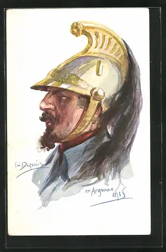 Künstler-AK Em. Dupuis: Soldat mit Helm en Argonne