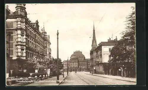 AK Chemnitz, Bahnhofstrasse mit Blick nach dem neuen Theater