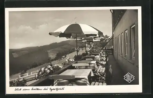 AK Sachsenberg-Georgenthal am Aschberg / Vogtl., Sporthotel Waldgut-Aschberg, Blick vom Balkon