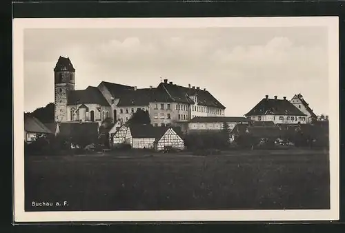 AK Buchau a. F., Ortsansicht mit Kirche und Schloss