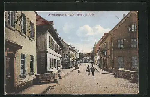 AK Germersheim a. Rhein, Hauptstrasse mit Werbung für Knorr Hafermehl