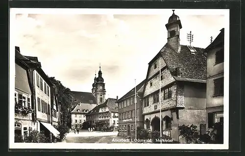 AK Amorbach im Odenwald, Marktplatz mit Gasthaus Leiningenscher Hof