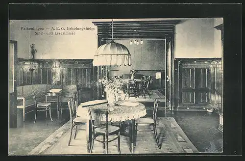 AK Falkenhagen, A. E. G. Erholungsheim, Spiel und Lesezimmer