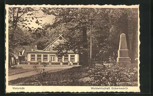 AK Walsrode, Waldwirtschaft Eckernworth, Kriegerdenkmal