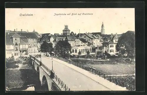 AK Crailsheim, Jagstbrücke mit Blick auf den Ort