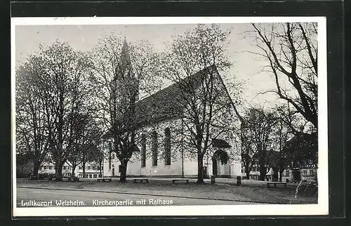 AK Welzheim, Kirchenpartie mit Rathaus