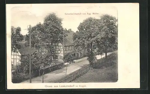 AK Leukersdorf im Erzgeb., Schankwirtschaft von August Müller