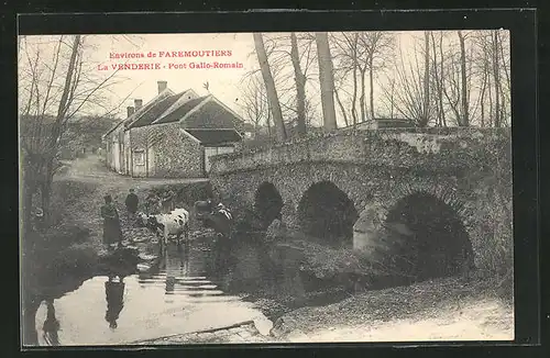 AK Faremoutiers, La Venderie, Pont Gallo-Romain