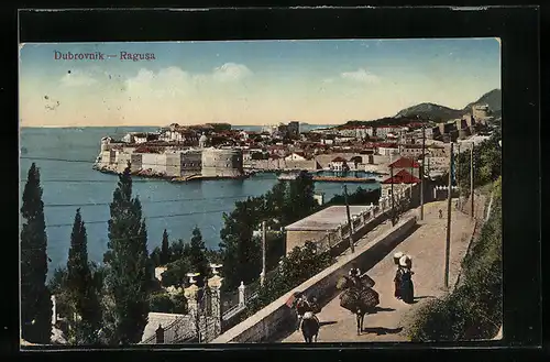 AK Dubrovnik, Totalansicht vom Berg aus