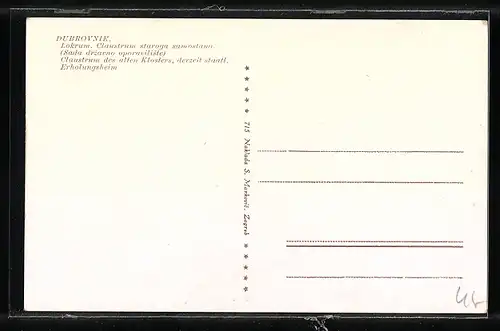 AK Dubrovnik, Claustrum des Klosters / Staatl. Erholungsheims