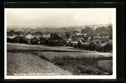 AK Kobersdorf, Ortsansicht mit Kirchen